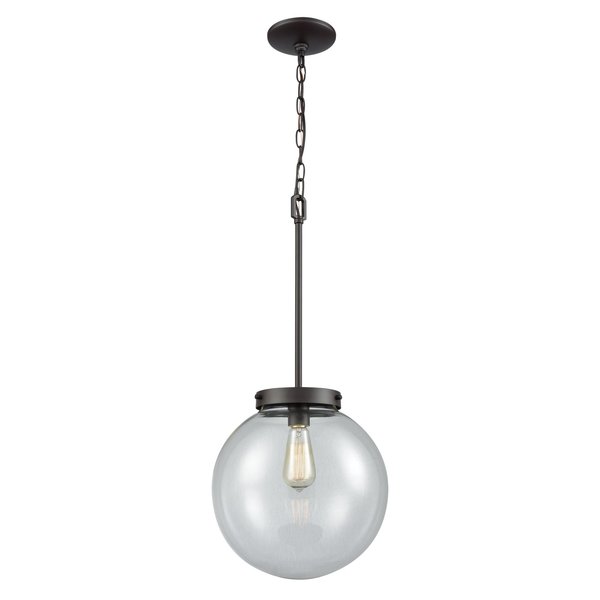Thomas Beckett 12'' Wide 1Light Mini Pendant, Oil Rubbed Bronze with Clear Glass CN129041
